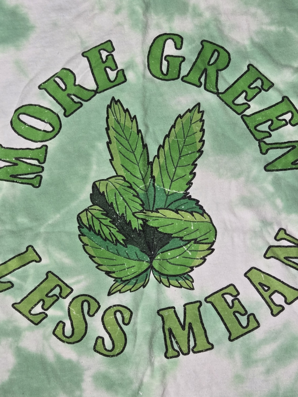 EARTHBOUND White & Mint Green Tie-Dye "More Green Less Mean" Tee - Picture 2 of 4